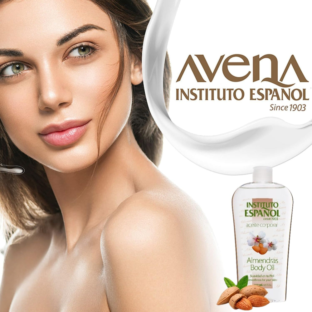 Texture pour of Instituto Español Almond Body Oil highlighting lightweight hydration