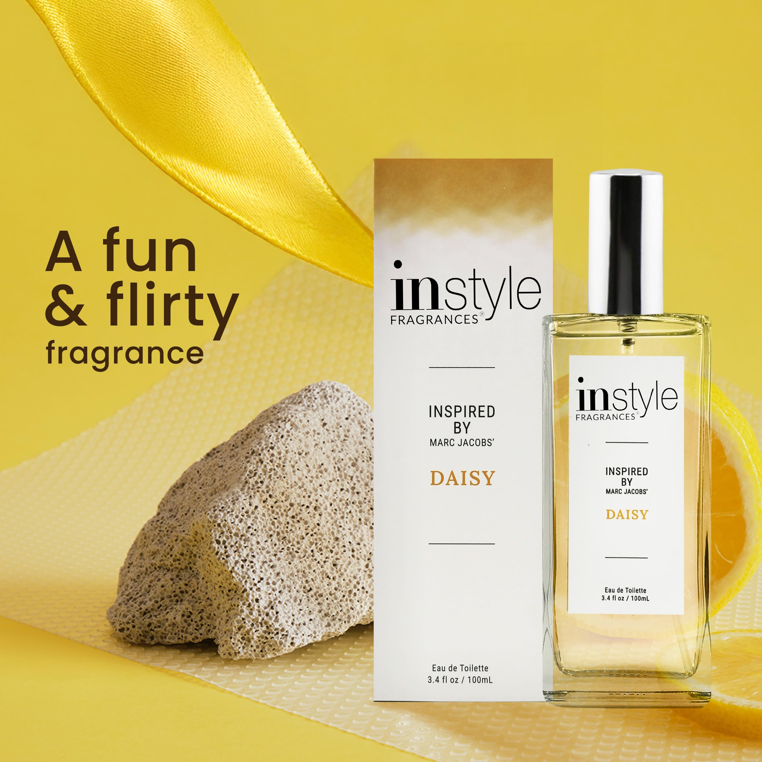 InStyle Fragrances Daisy-inspired EDT bottle with flowers, fresh mood