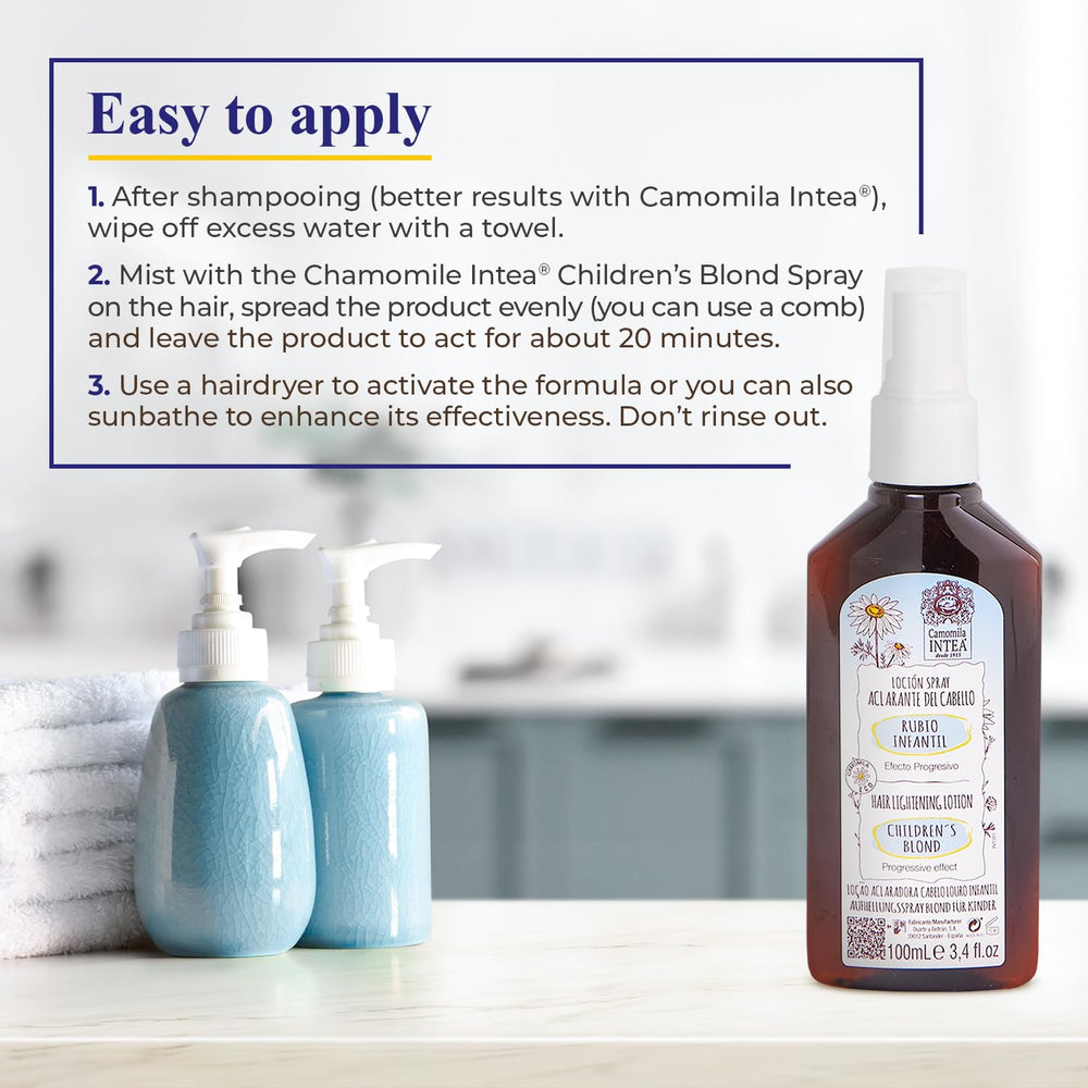 Sun-drying or gentle blow-drying boosts lightening effect with Intea spray.