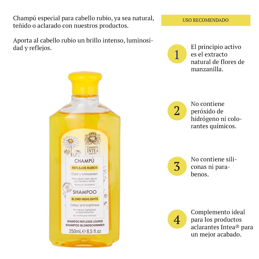 Intea Chamomile Shampoo protege el cabello e mantiene la hidratación.
