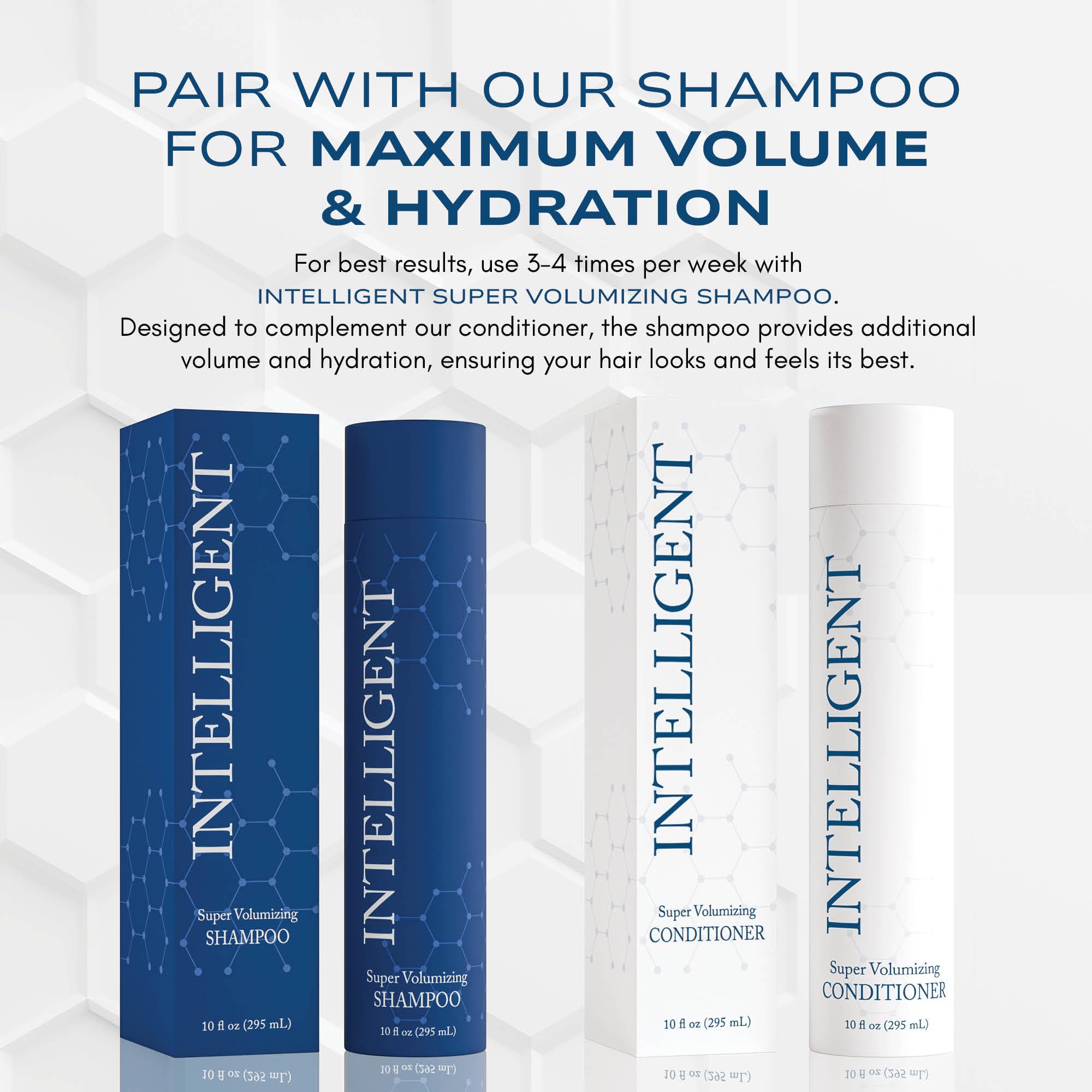 Intelligent Shop volume-boost expression on hair swatch demonstrates body and bounce.