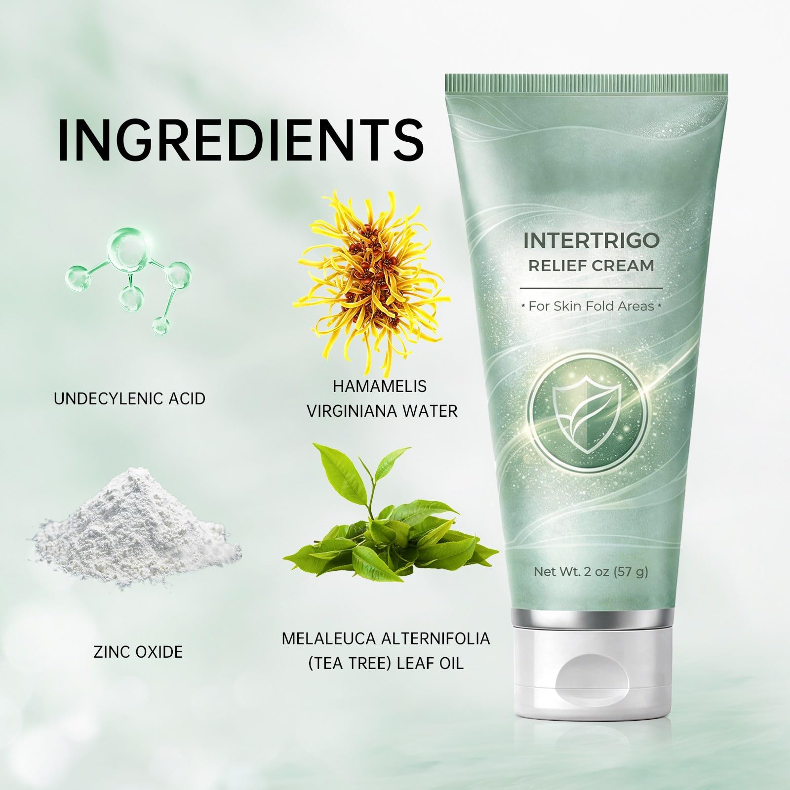 Presentación de dos onzas de crema para intertrigo para viaje.