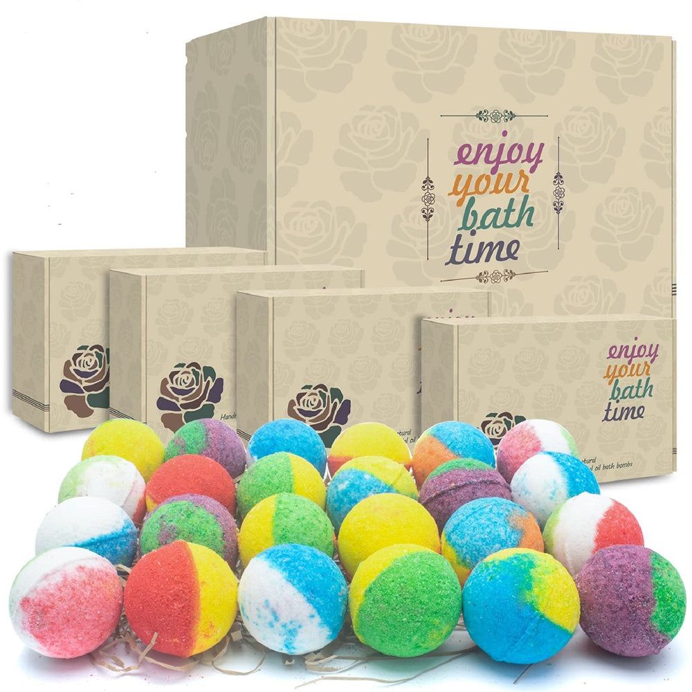 INTEYE Bath Bombs Gift Set packaging with four elegant boxes, ideal for gifting.
