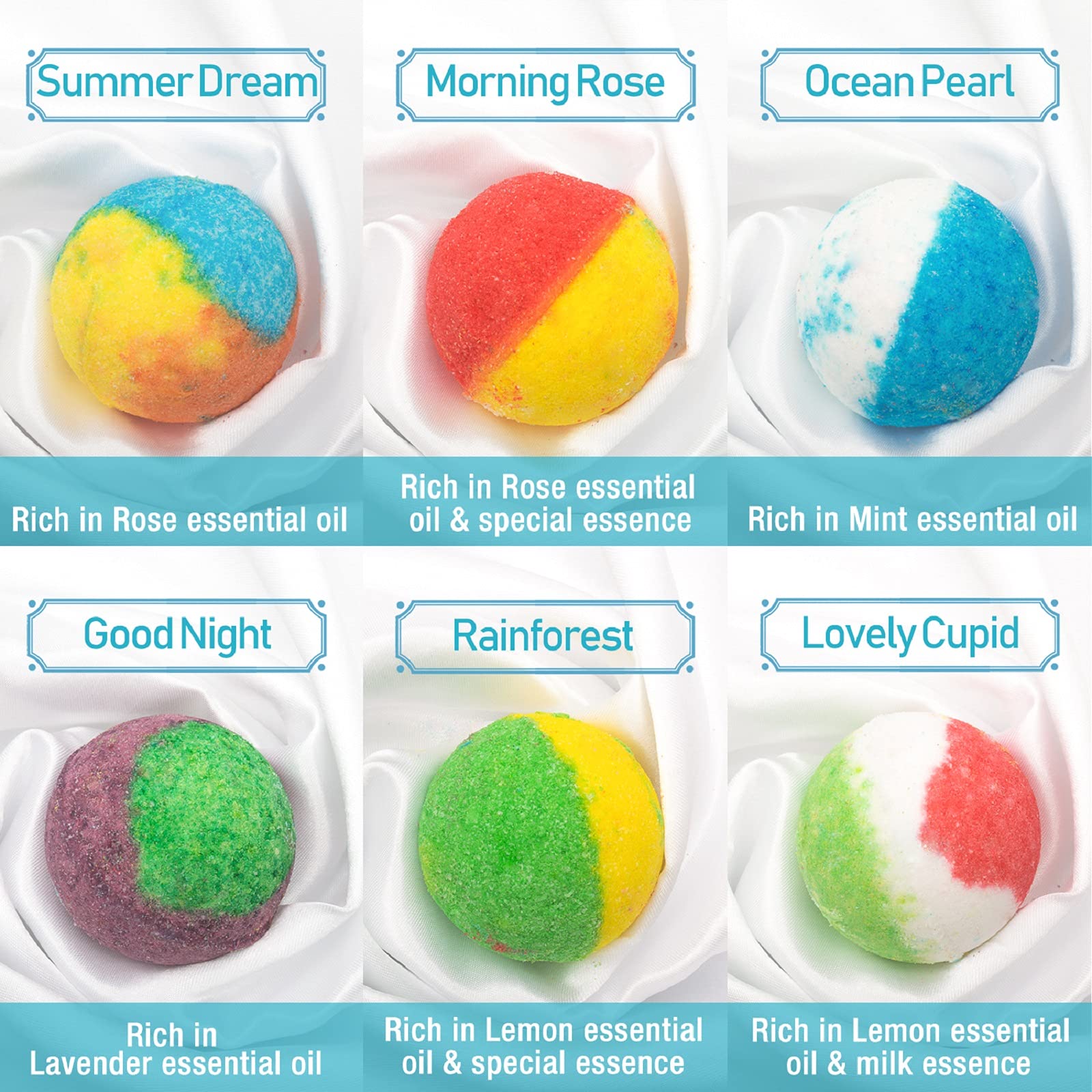 INTEYE Morning Rose bath bombs colors evoke rose oil for a serene soak.
