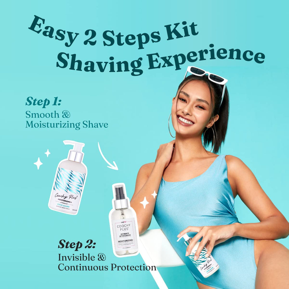 IntiMD Coochy Plus Organic After Shave Mist bottle provides soothing moisture after shaving.