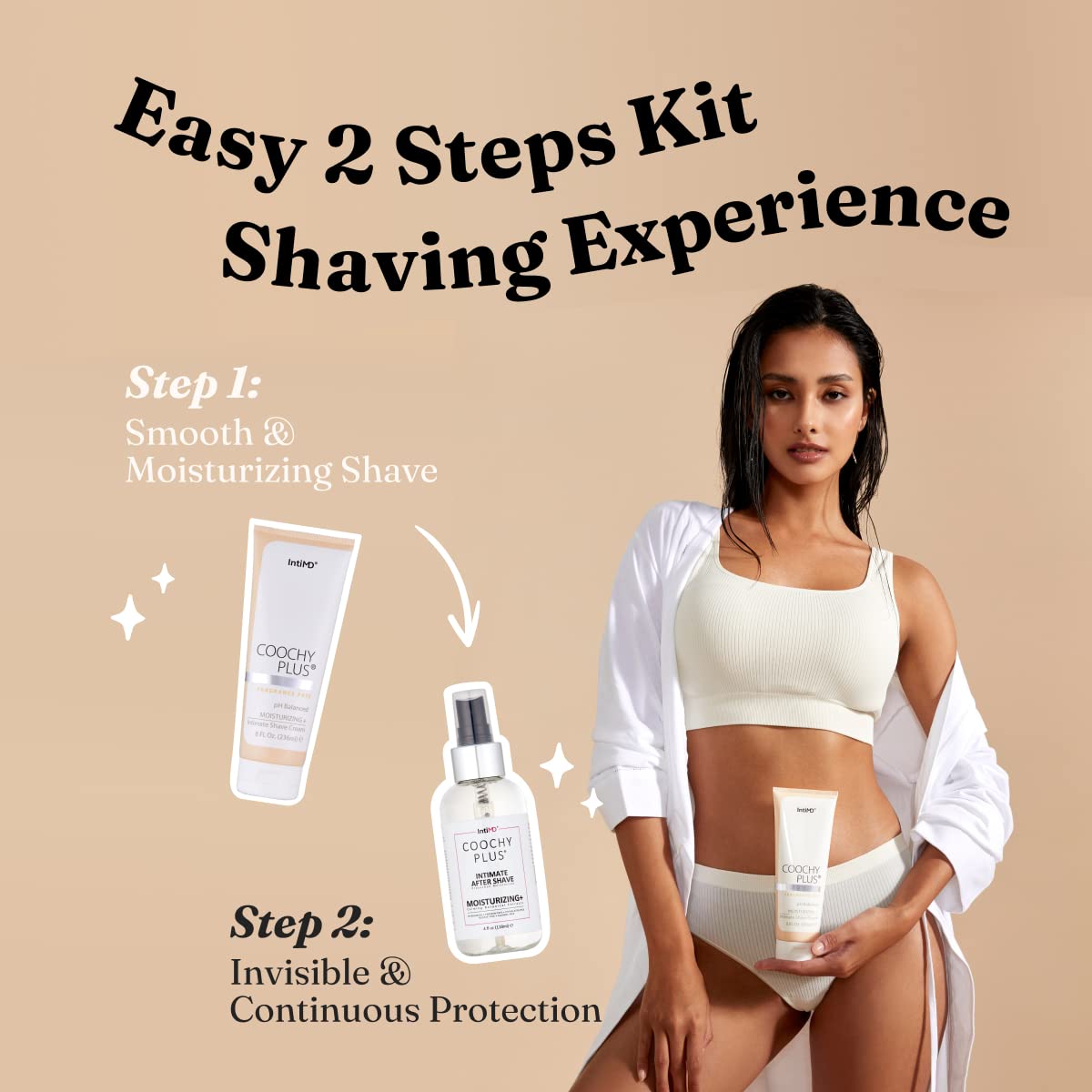IntiMD Coochy Plus after shave mist bottle offers a refreshing post-shave finish.