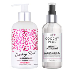 IntiMD Coochy Plus bottle pour showing smooth application for intimate areas