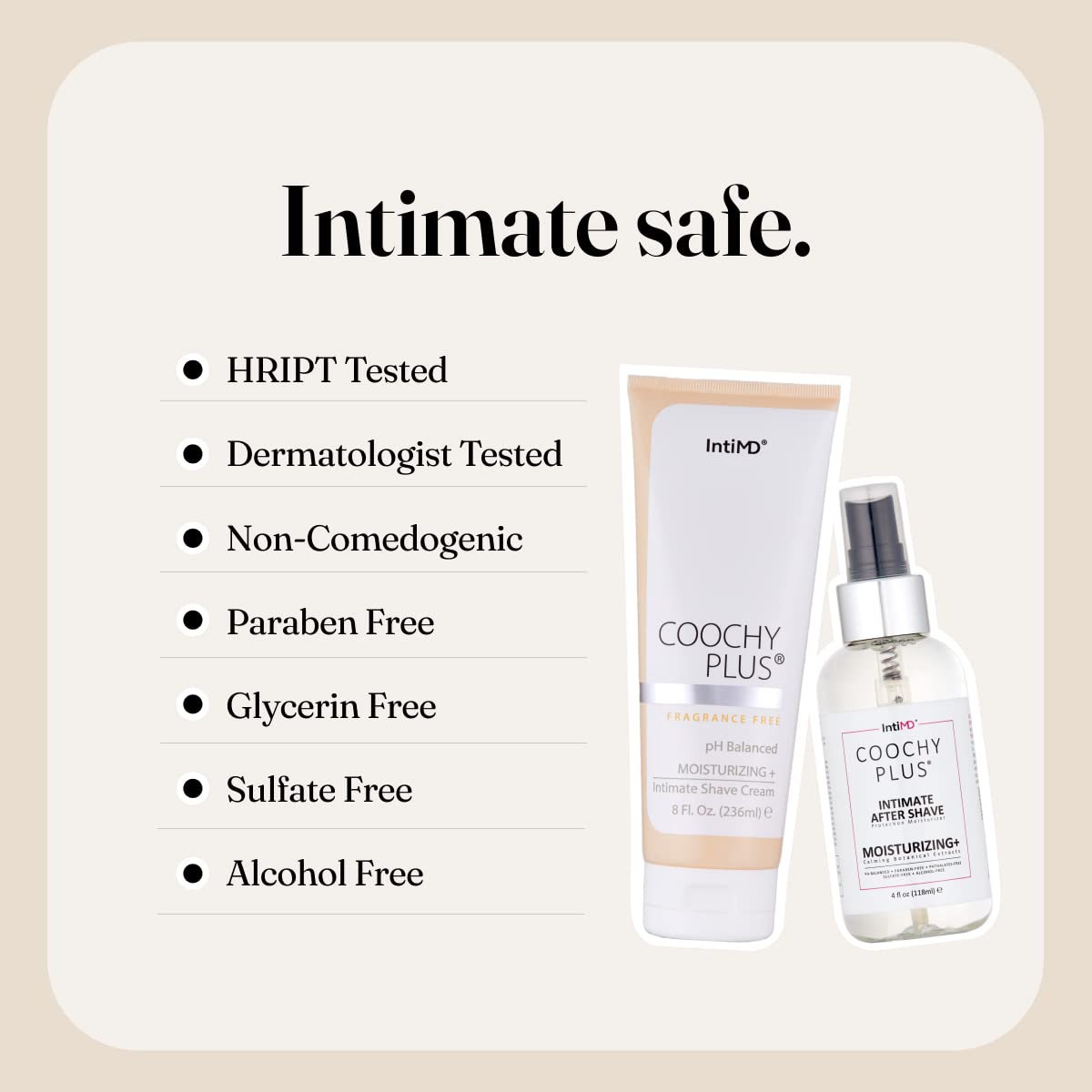 IntiMD Coochy Plus shea butter nourishes intimate skin with rich emollients.