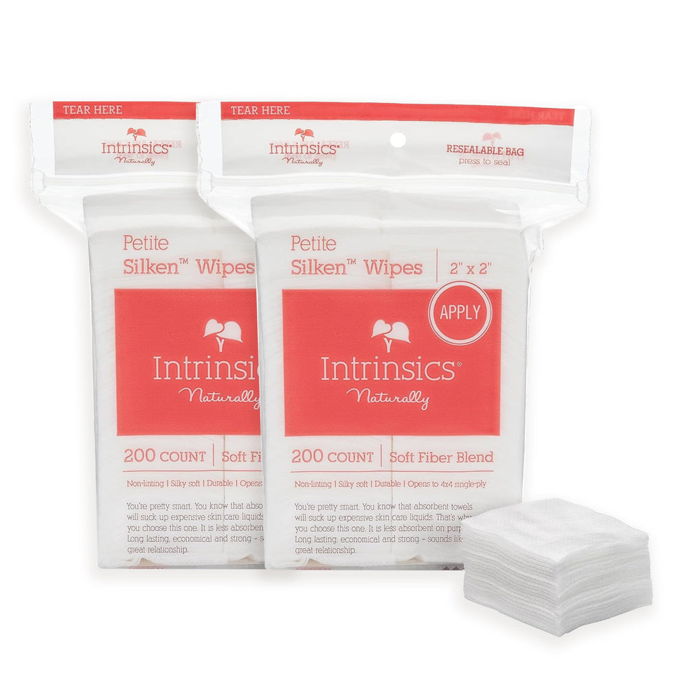 Intrinsics Petite Silken Wipes pack front view for premium skincare sessions.