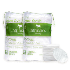 Intrinsics Premium 3-inch cotton rounds pack close-up for makeup removal.