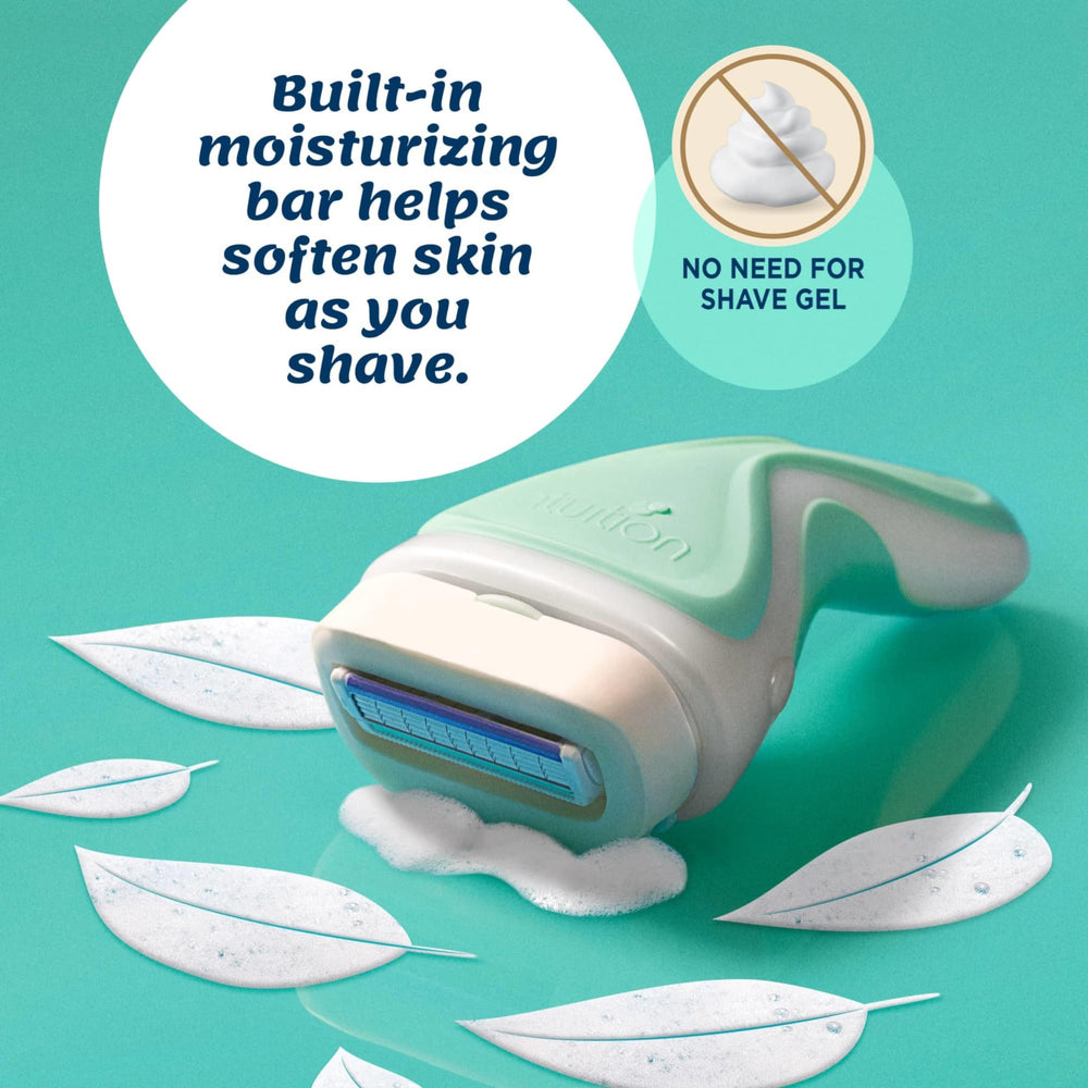 INTUITION aloe-vitamin-e shave cream on razor conditions skin during shave