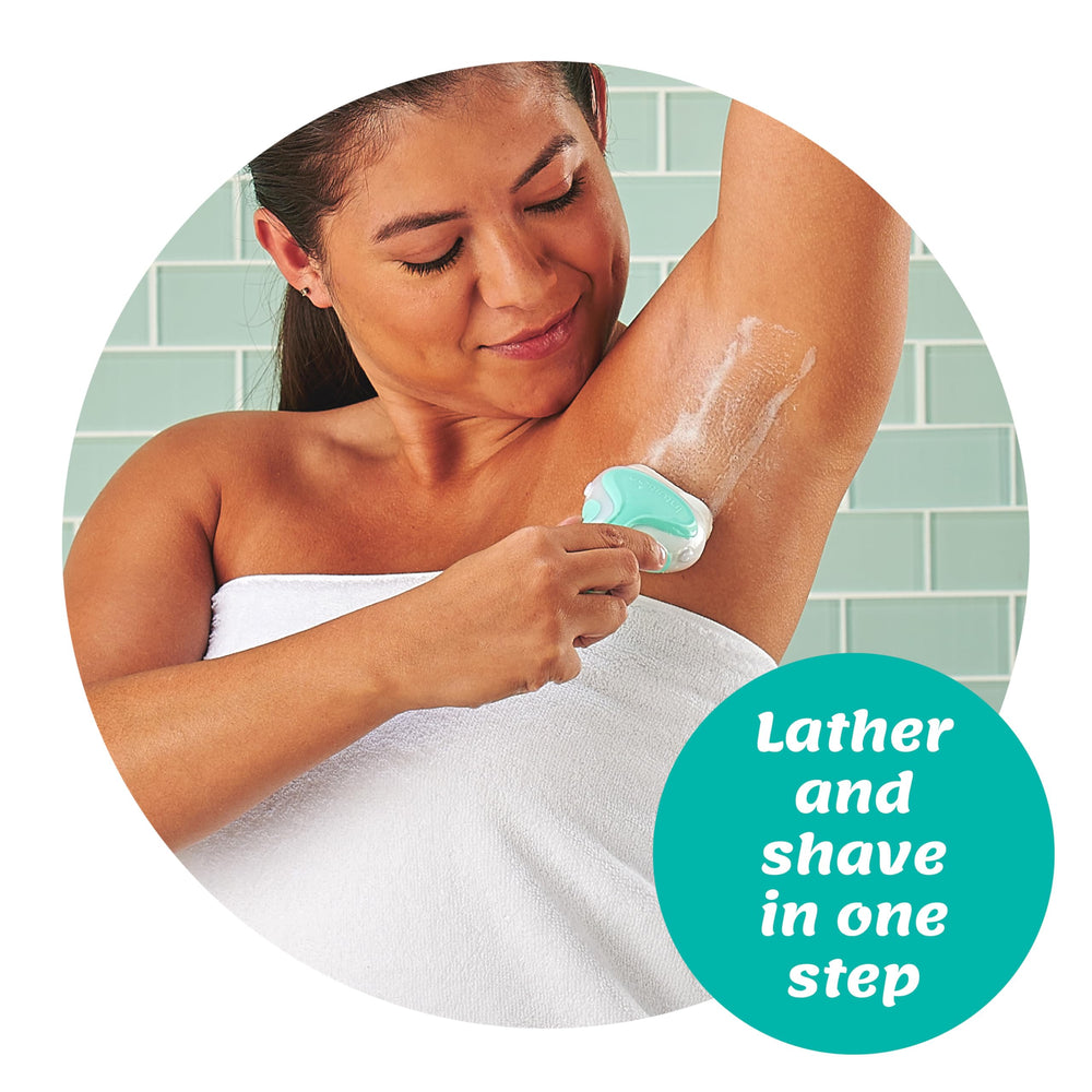 INTUITION moisturizing bar with aloe for gentle skin hydration during shave.