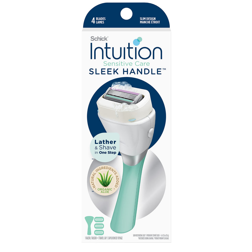 INTUITION Schick Intuition Sleek Handle close-up for ergonomic grip.