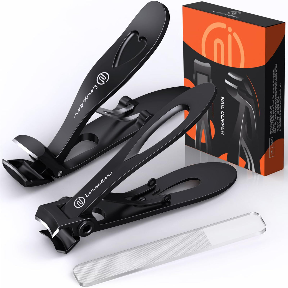 INXEN angled-head toenail clippers for precise thick-nail cuts and easy use