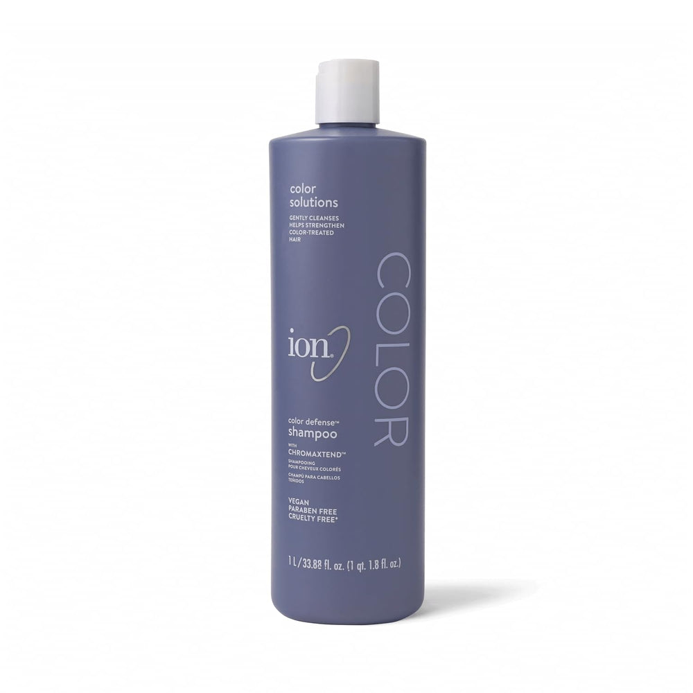 Ion Champú Defensor del Color, aplicación suave para cabello teñido y color protegido.