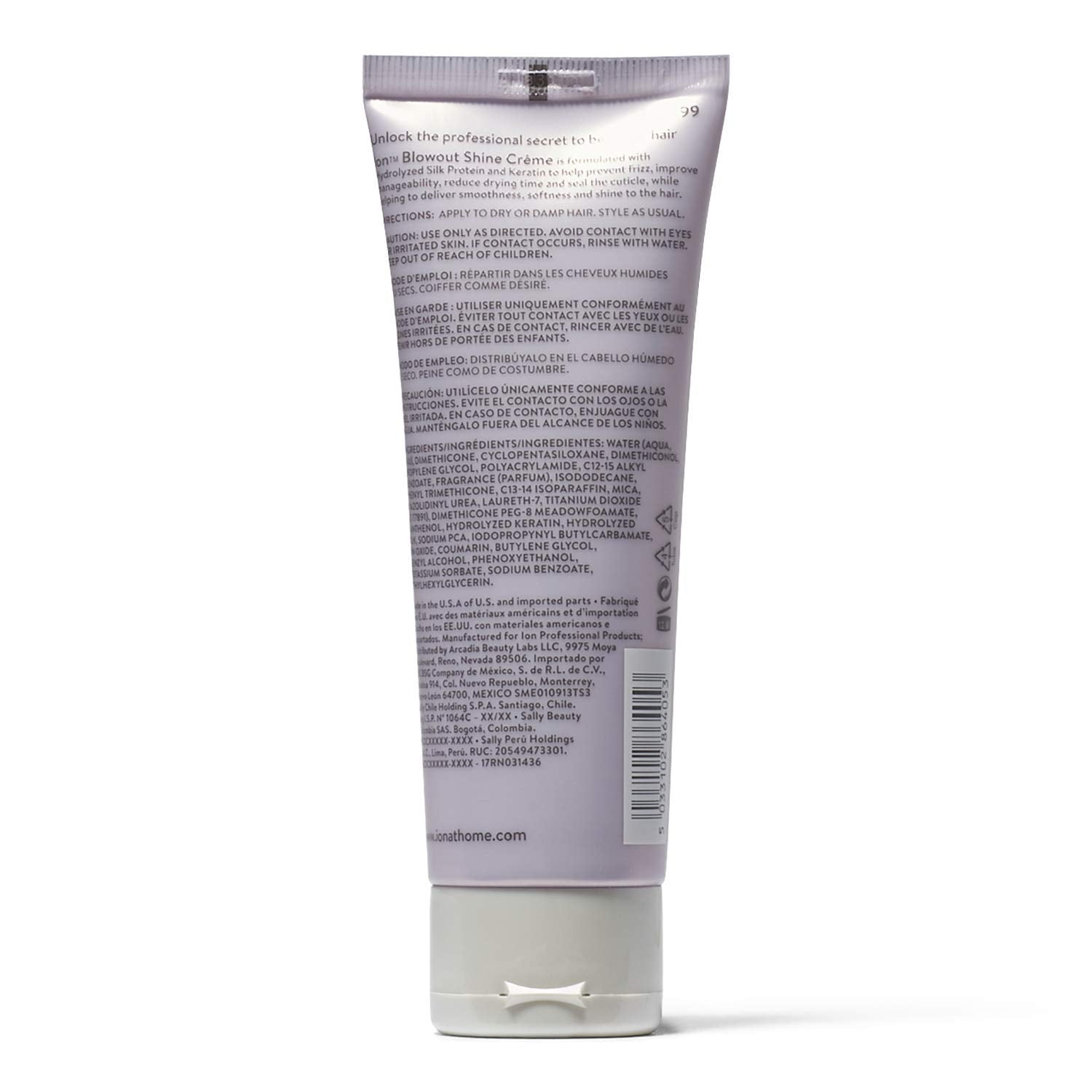 Ion Crema Brillo Ligero para cabello, facilita peinado y control del frizz.