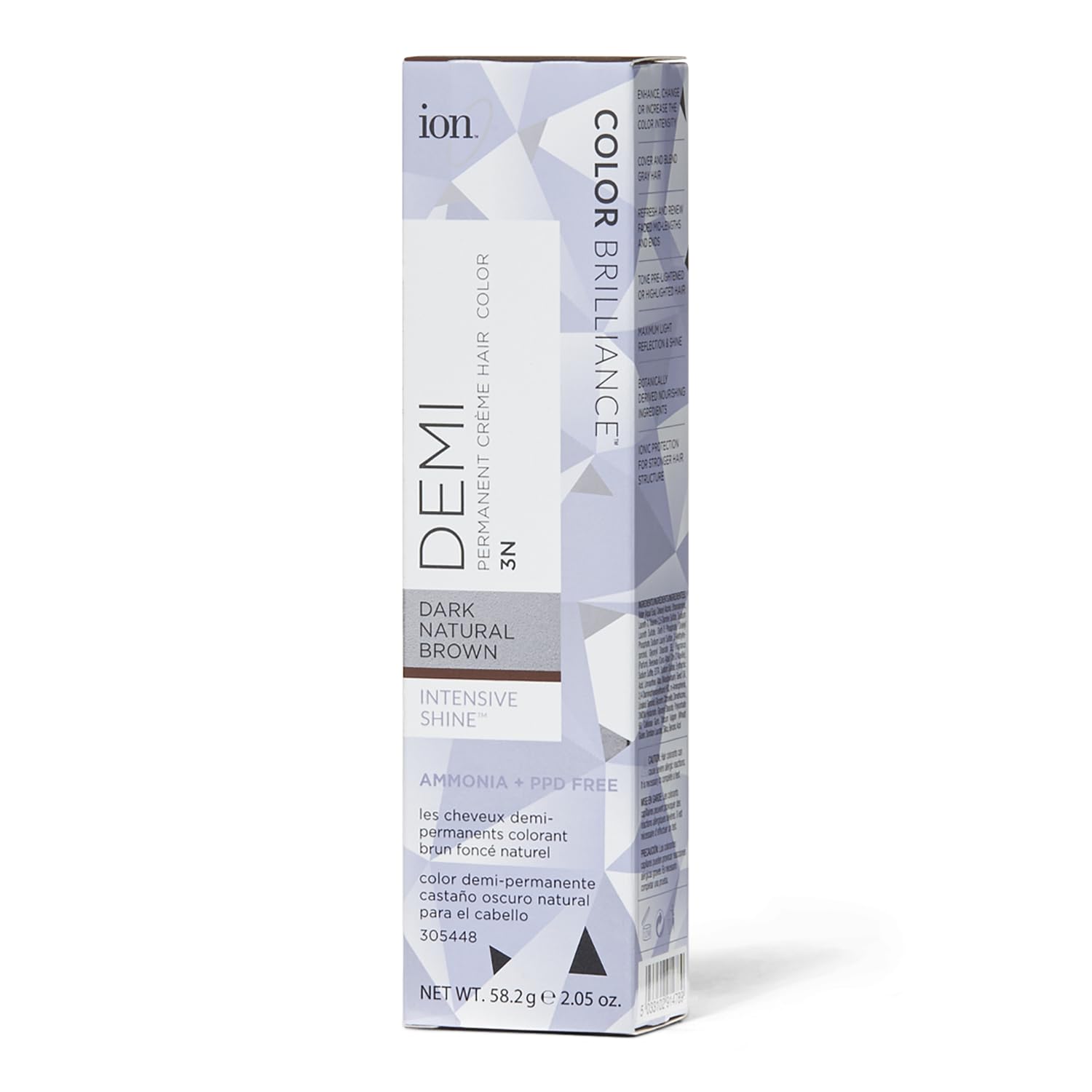 Ion Intensive Shine 3N bottle showing fade-resistant rich dark natural brown color.