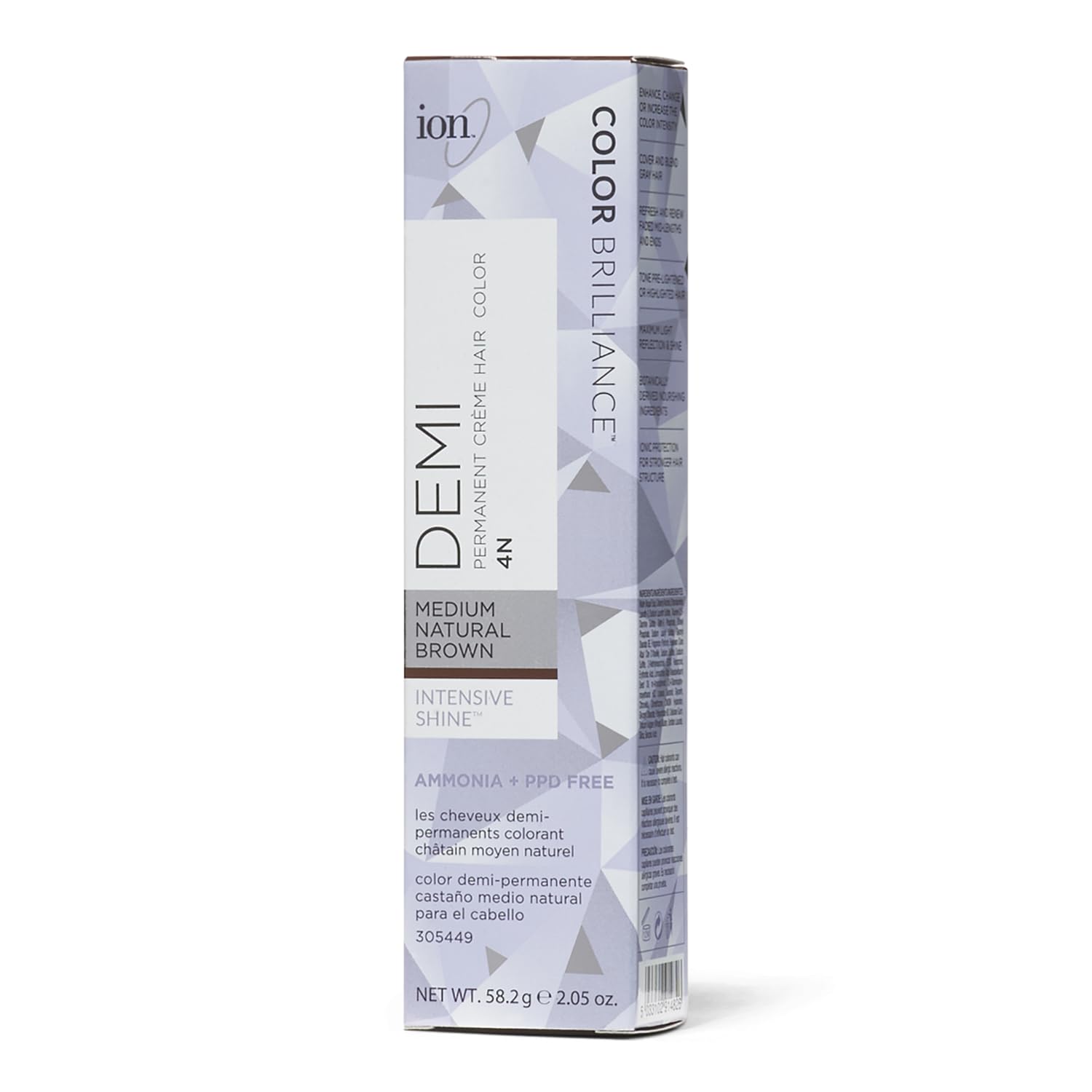 Ion Intensive Shine 4N bottle closeup demonstrates creamy formula for even coverage.