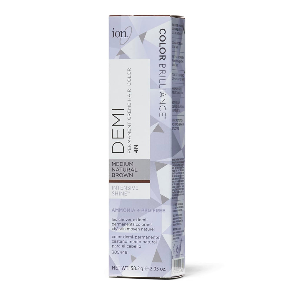 Ion Intensive Shine 4N bottle closeup demonstrates creamy formula for even coverage.