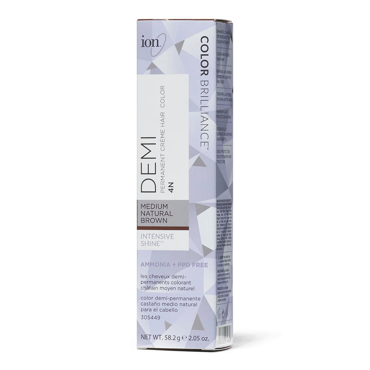 Ion Intensive Shine 4N bottle closeup demonstrates creamy formula for even coverage.