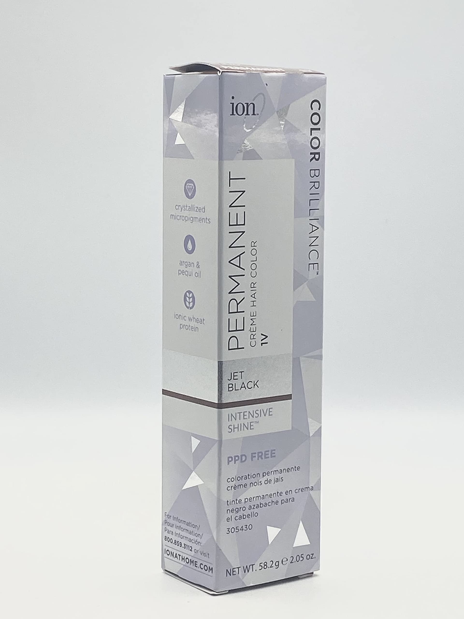 Ion Permanent Creme Hair Color Jet Black for full gray coverage and fade-resistant shine.