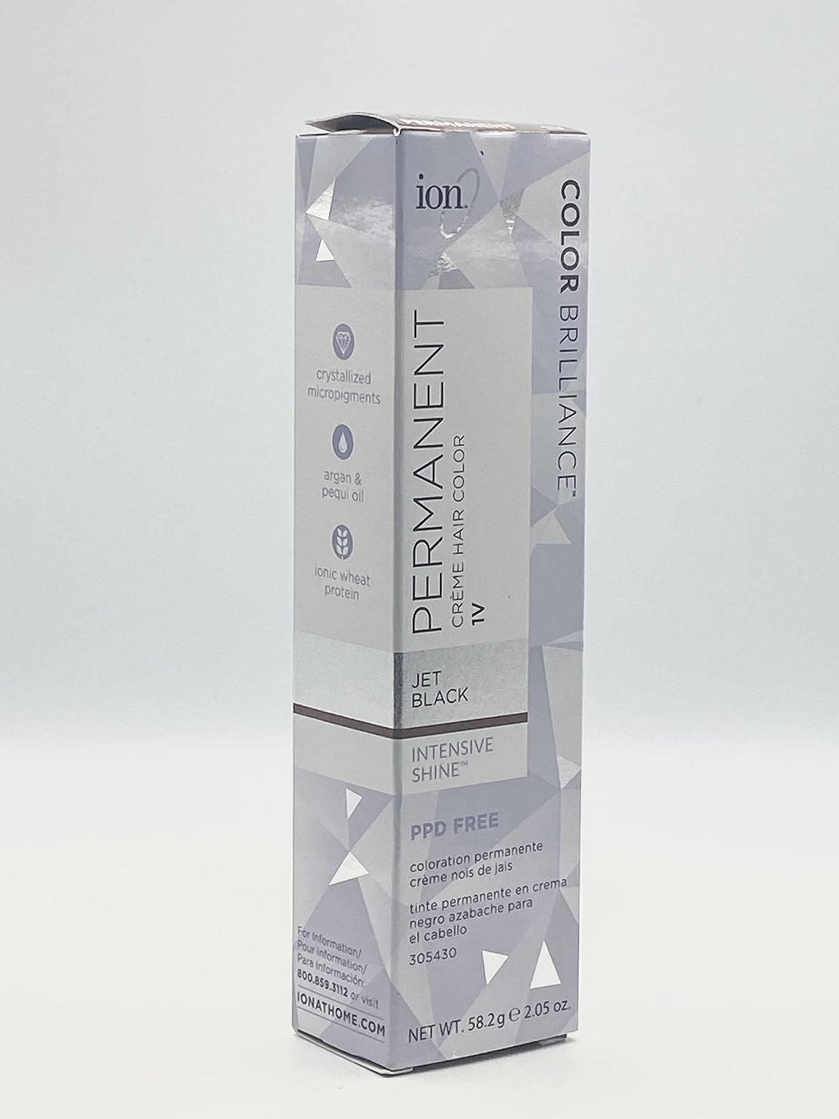 Ion Permanent Creme Hair Color Jet Black for full gray coverage and fade-resistant shine.