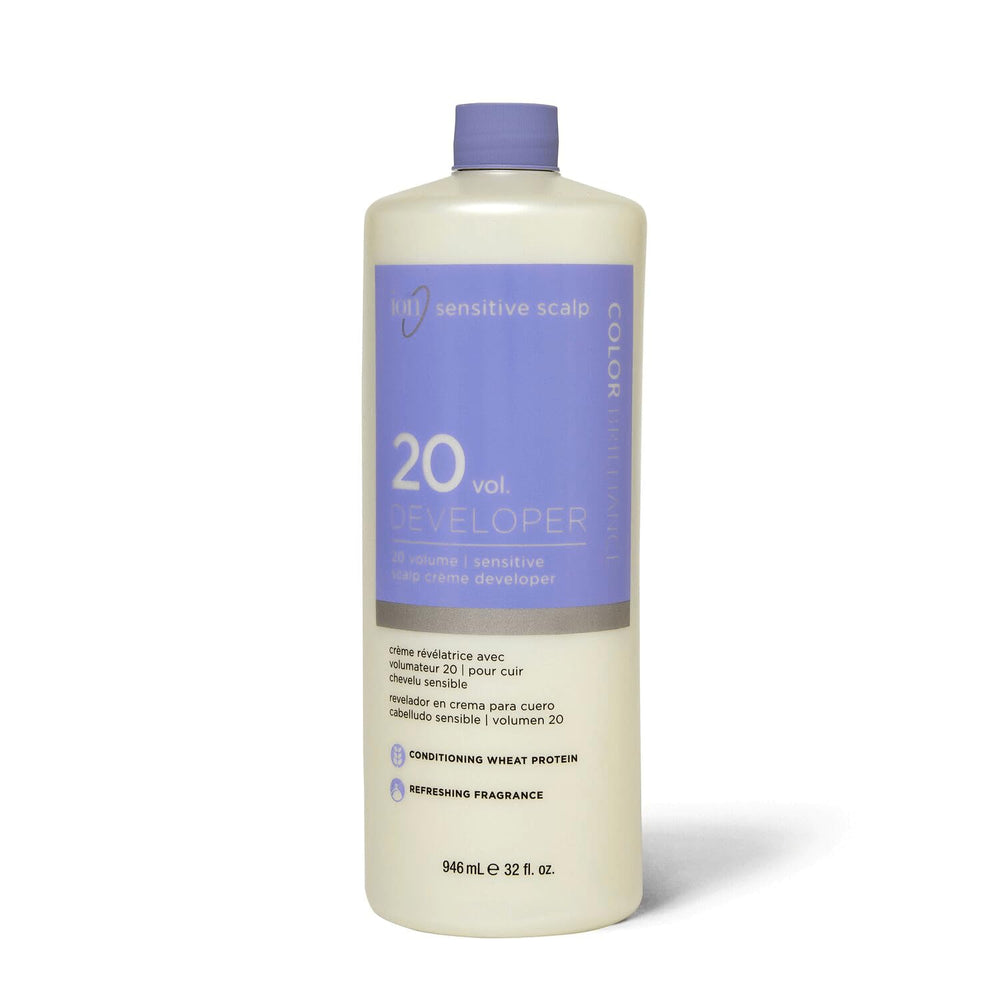 Ion Sensitive Scalp 20 Volume Creme Developer bottle shown for salon use and comfort.