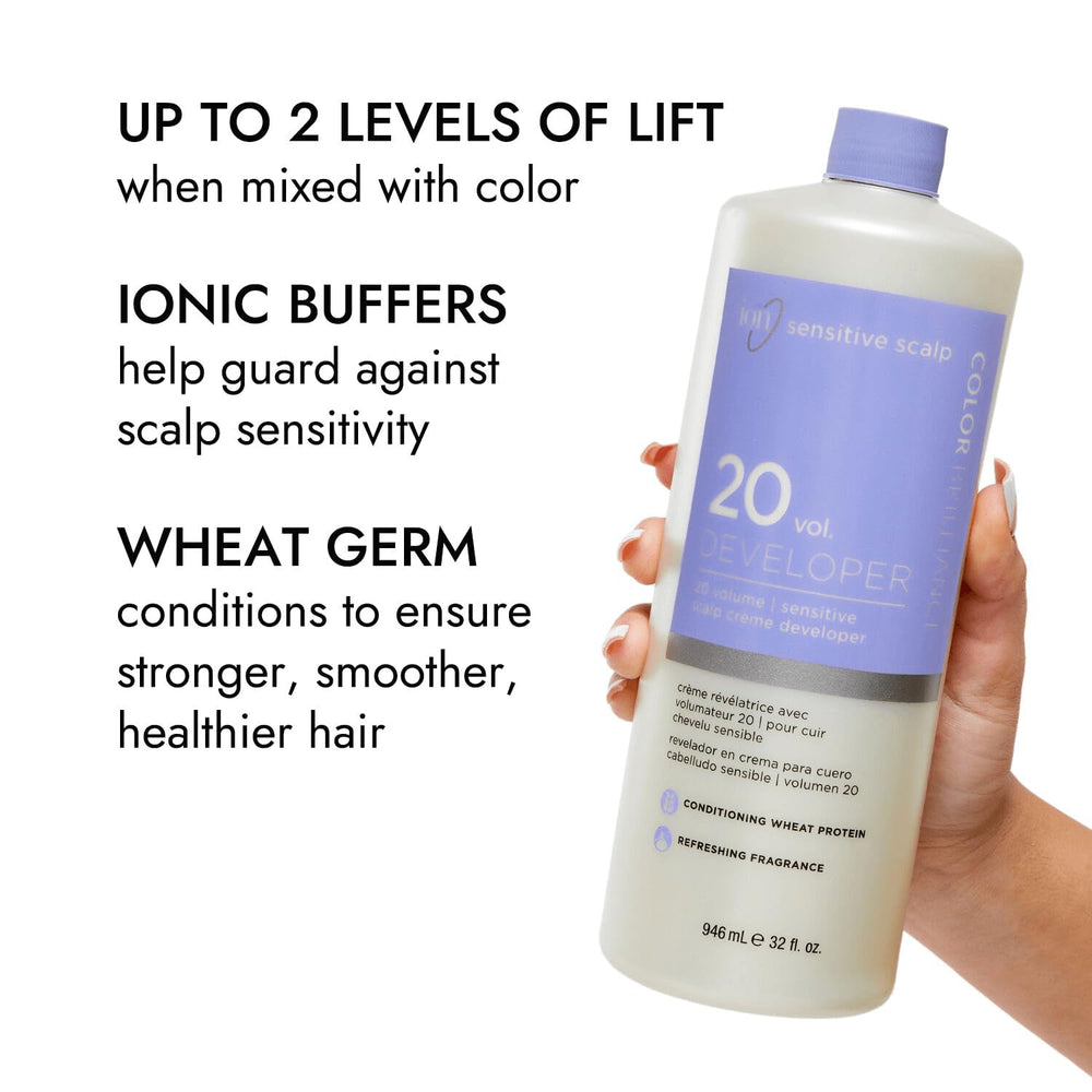 Ion Sensitive Scalp 20 Volume Creme Developer cream texture close-up for smooth coverage.