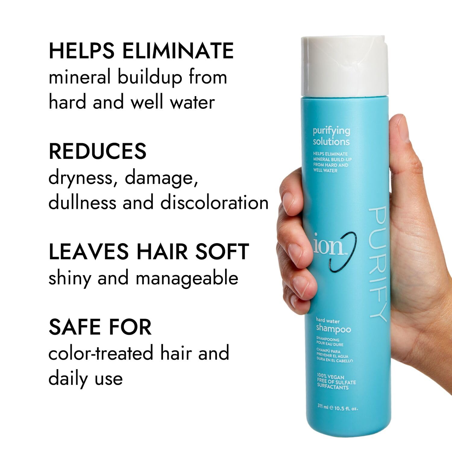 Cabello suave y brillante tras el lavado con ion.
