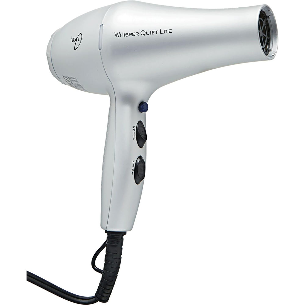 Ion Whisper Quiet Lite Hair Dryer Cool Shot button demonstrates quick set cooling to lock style.