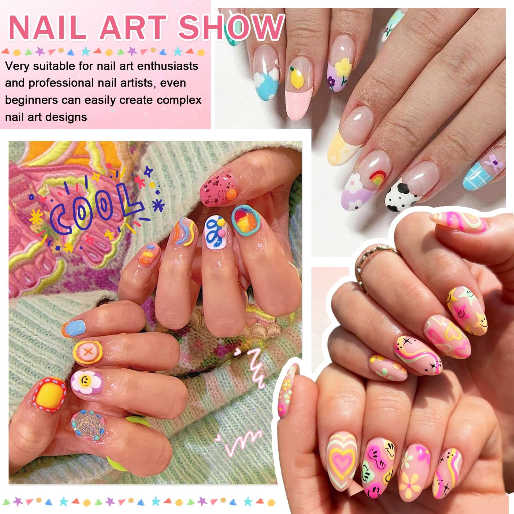 IONSGAKO nail art dots and lines help create playful patterns.