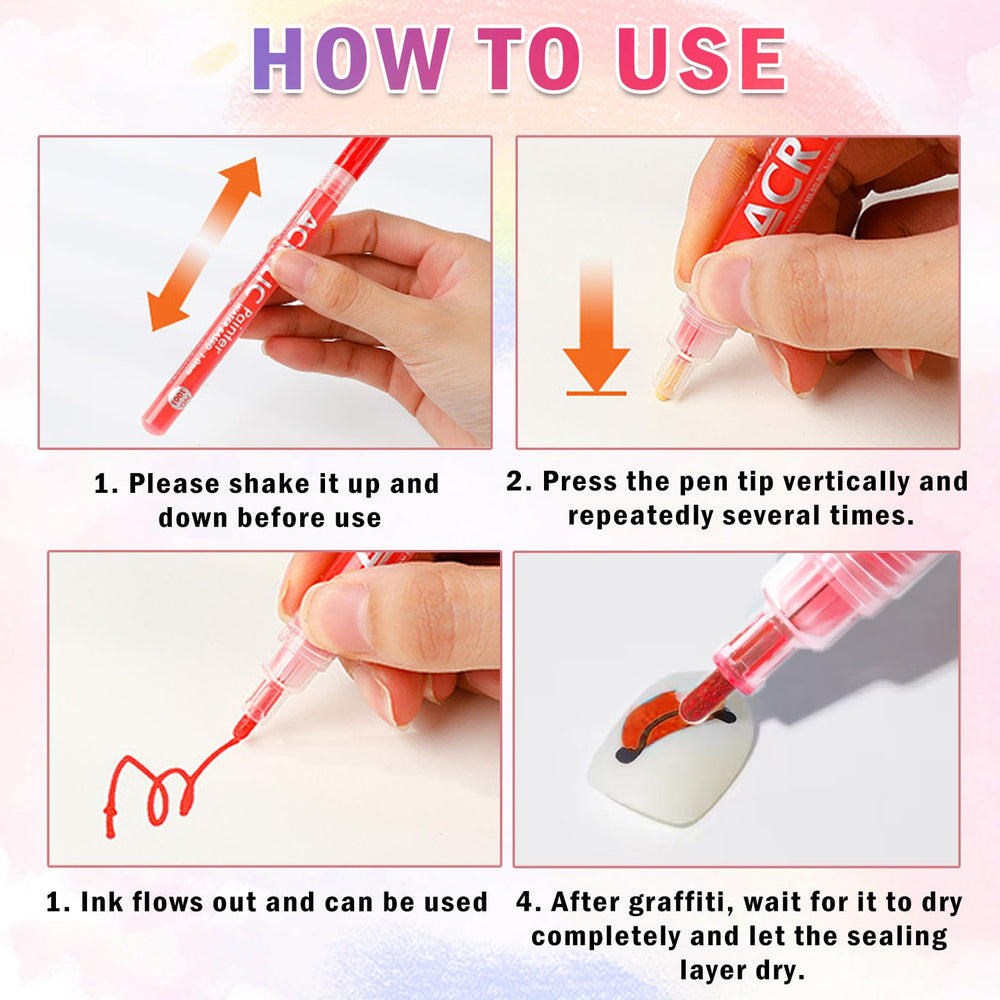 IONSGAKO Nail Art Pens Set quick-dry formula for durable nails.
