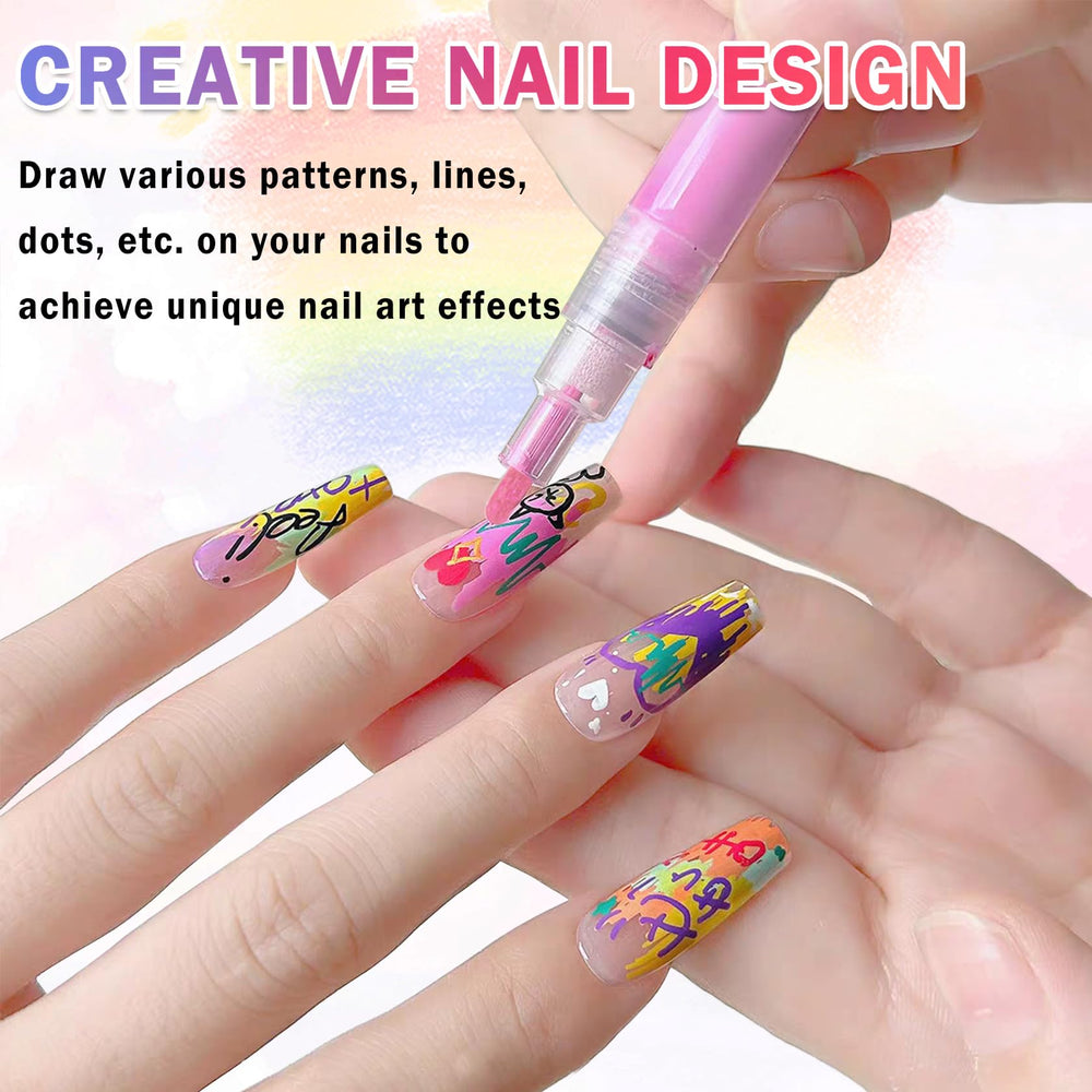IONSGAKO Nail Art Pens Set showing smooth ink flow for instant painting.