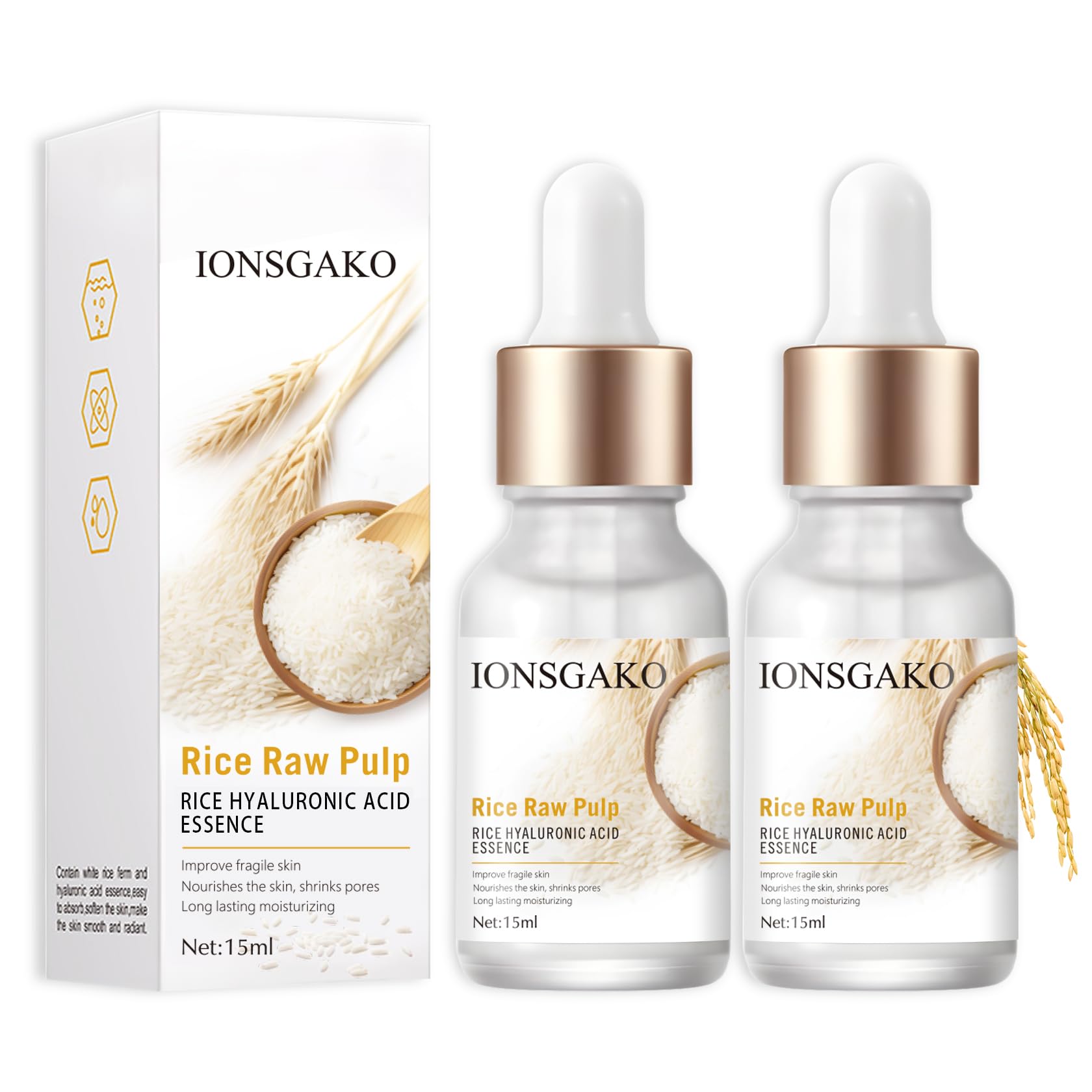 IONSGAKO suero de arroz para la piel, hidrata profundamente