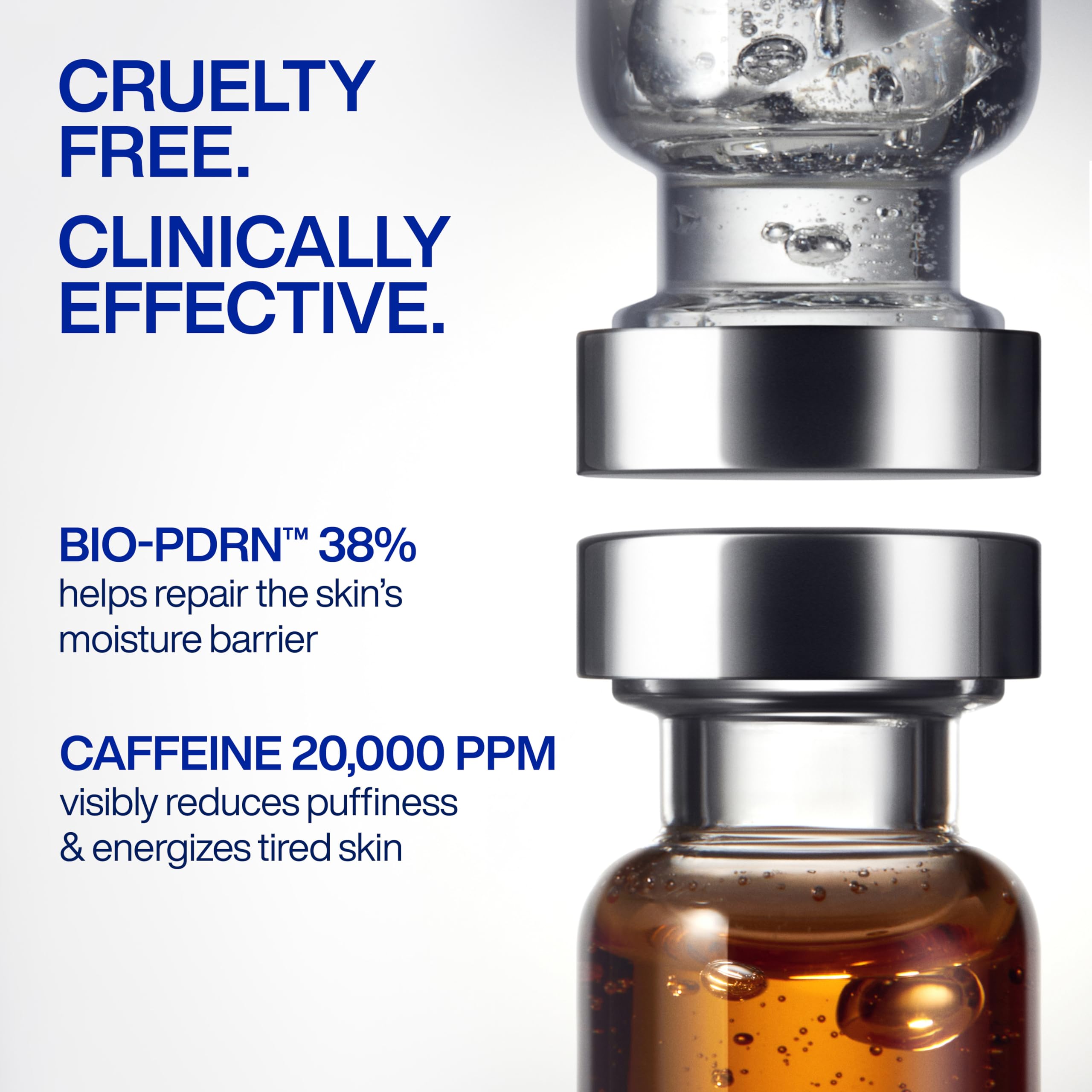 IOPE Bio-PDRN Caffeine Shot Serum after-application glow hints refreshed skin.
