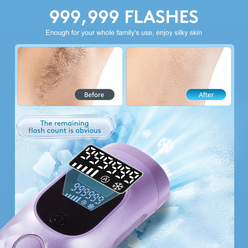 Iouniya auto flash mode demonstrates efficient, larger-area hair removal.