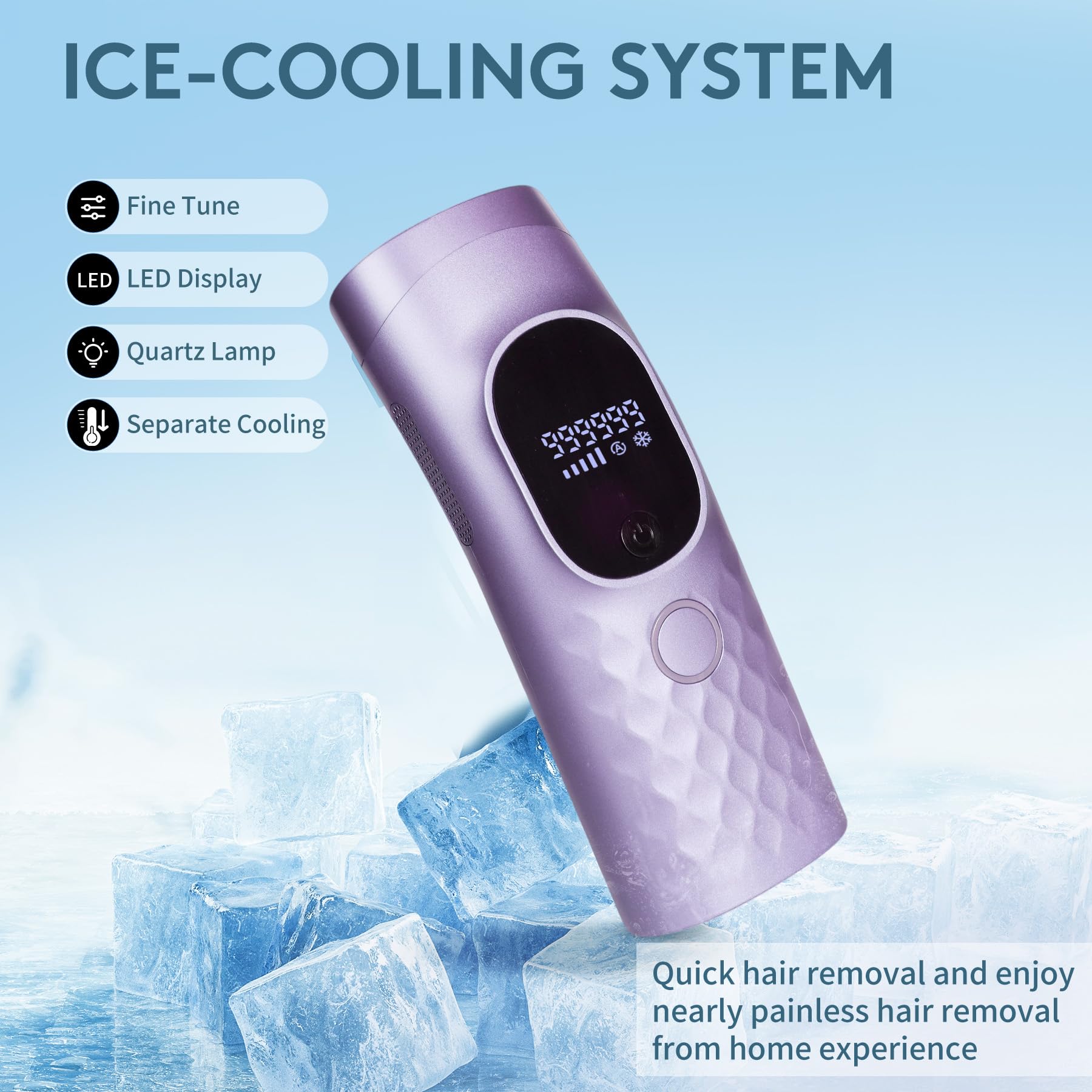 Iouniya ice cooling closeup demonstrates skin cooling during treatment.