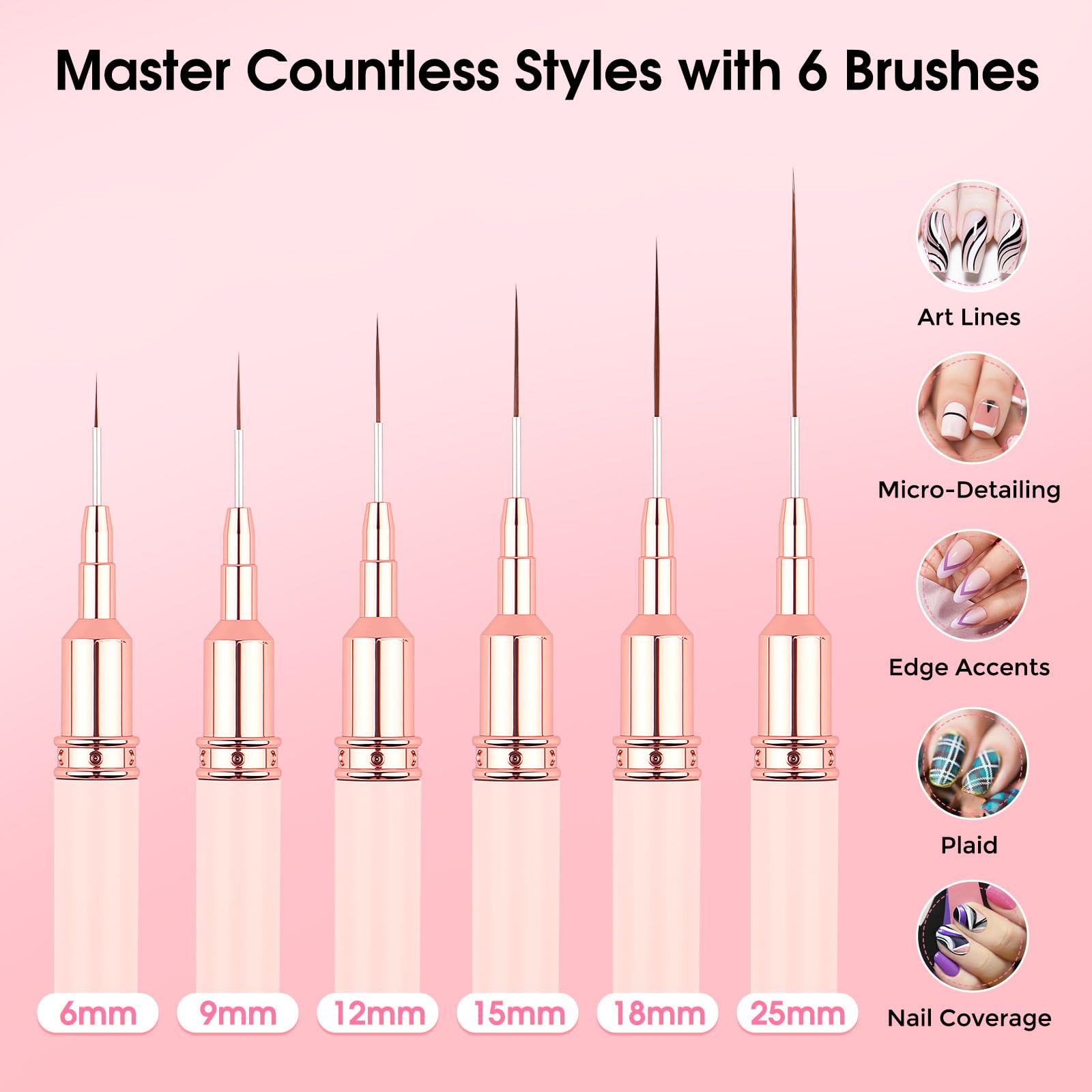 Ipencillo liner brush bristles close-up reveal fine, hair-like precision for smooth lines.