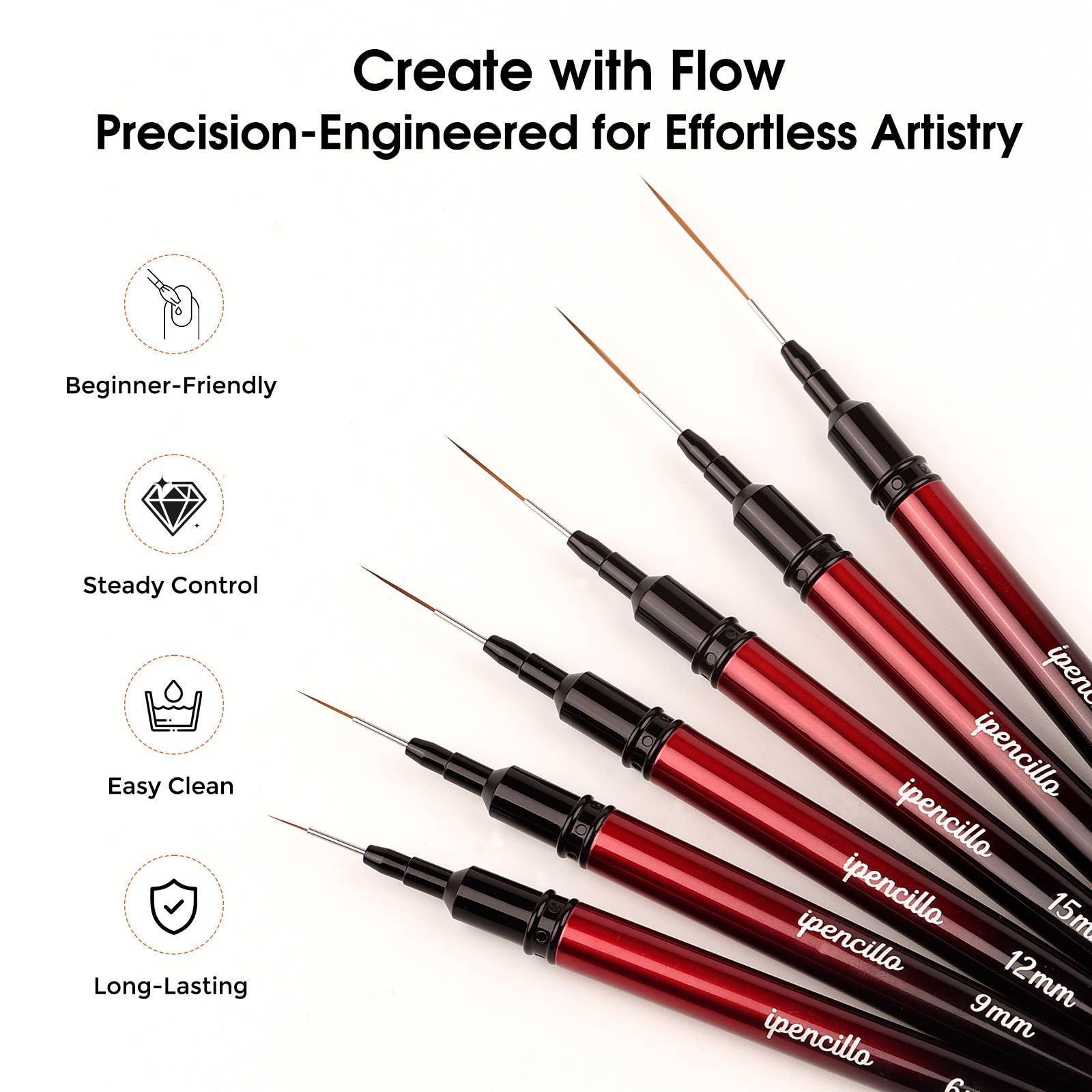 IPENCILLO Ipencillo 18mm nail art brush for bold outlines and soft fills
