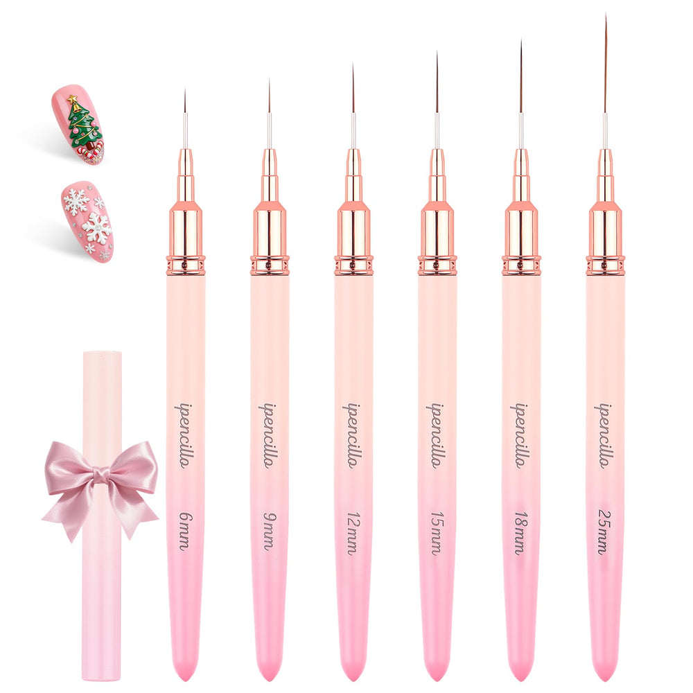 Ipencillo nail art brushes with six sizes enable versatile line work and detailing.
