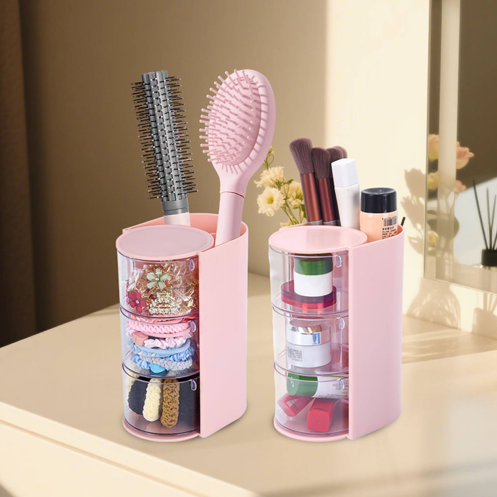 IPENP Pink dorm room decor adds chic, practical storage.