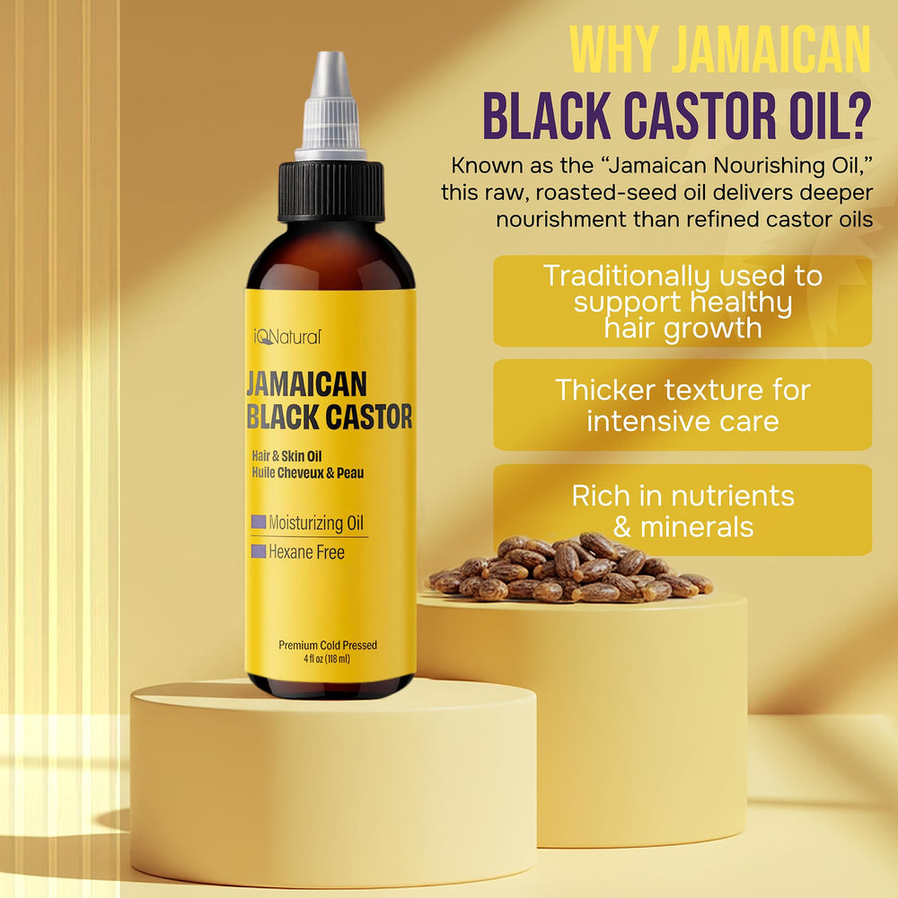 IQNATURAL cuidado del cuero cabelludo con aceite negro jamaicano.
