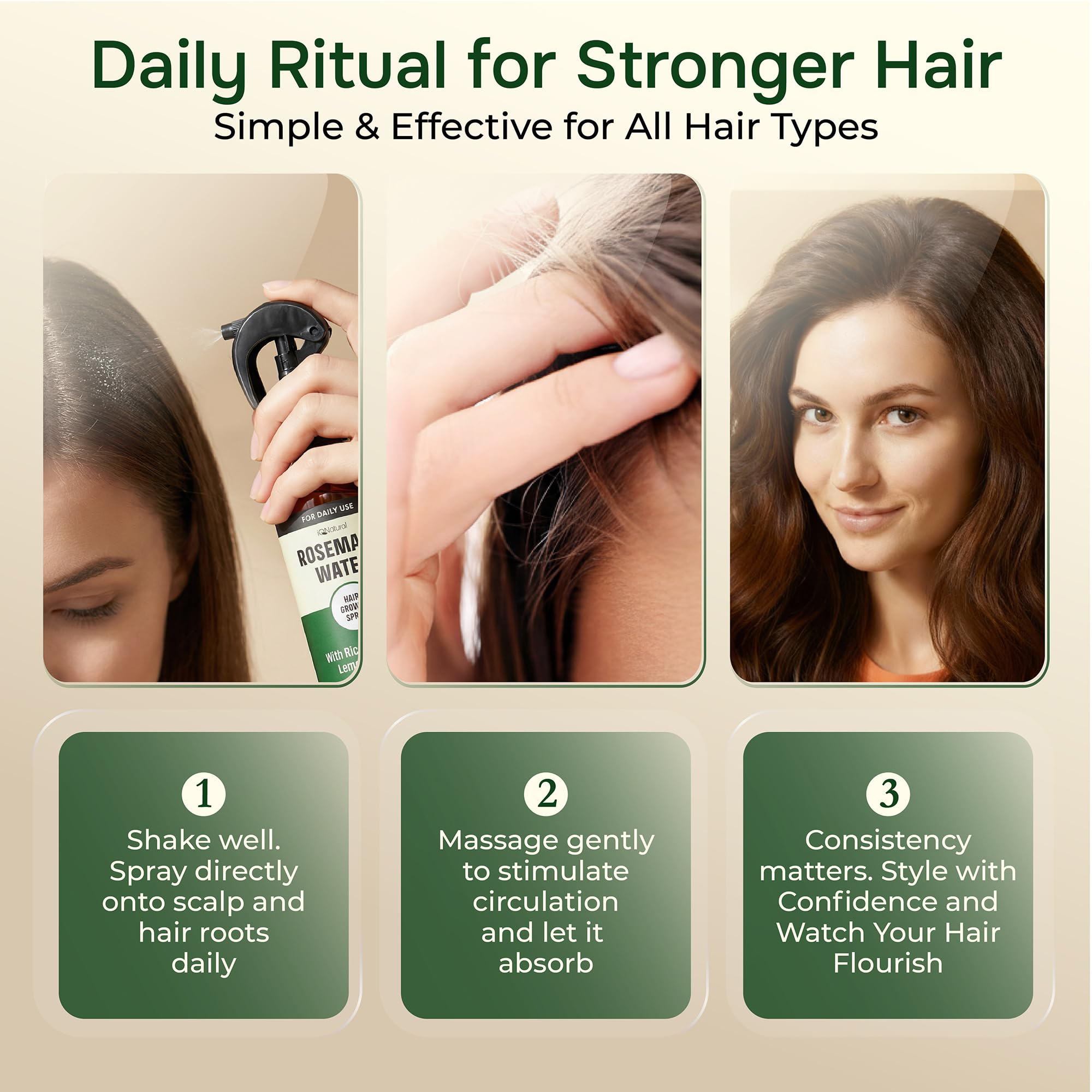 IQNATURAL romero agua spray brillo y suavidad para el cabello.