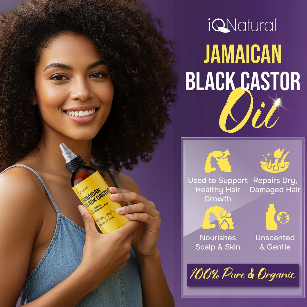 IQNATURAL textura densa de aceite castor negro jamaicano para cabello.