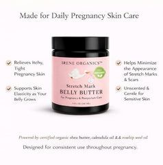 Irene Organics Belly Butter elasticity support for soft, nourished pregnancy skin