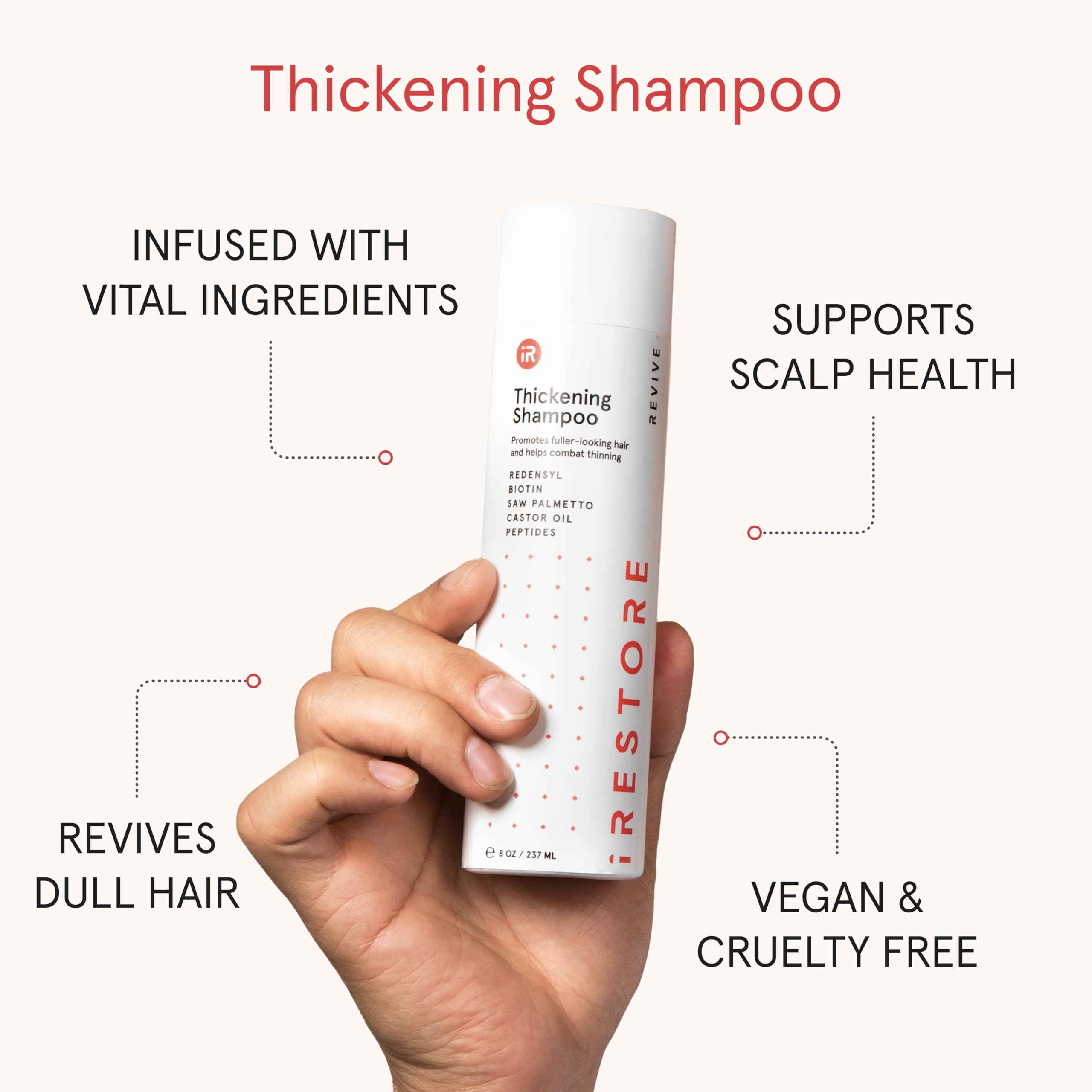 iRestore shampoo lather image highlights creamy foam for thorough cleansing.