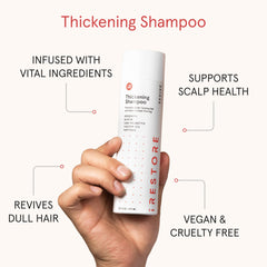 iRestore shampoo lather image highlights creamy foam for thorough cleansing.