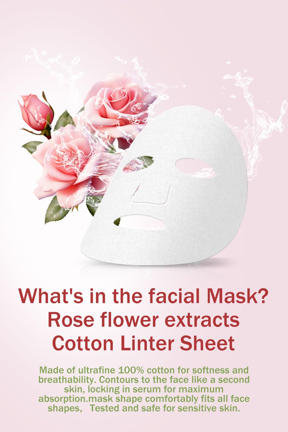IREV all-skin-types-friendly label on sheet mask packaging.