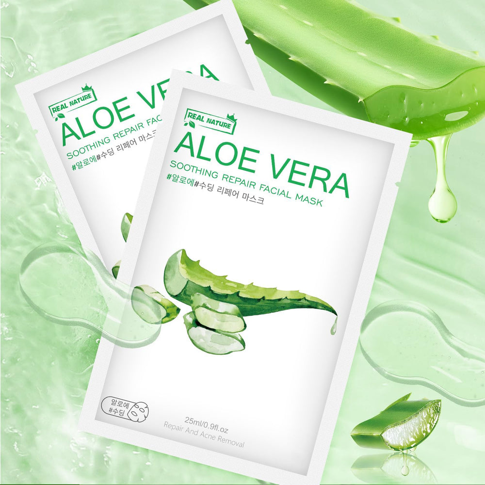 IREV Aloe Vera Face Mask after sun-care use calms irritated skin.