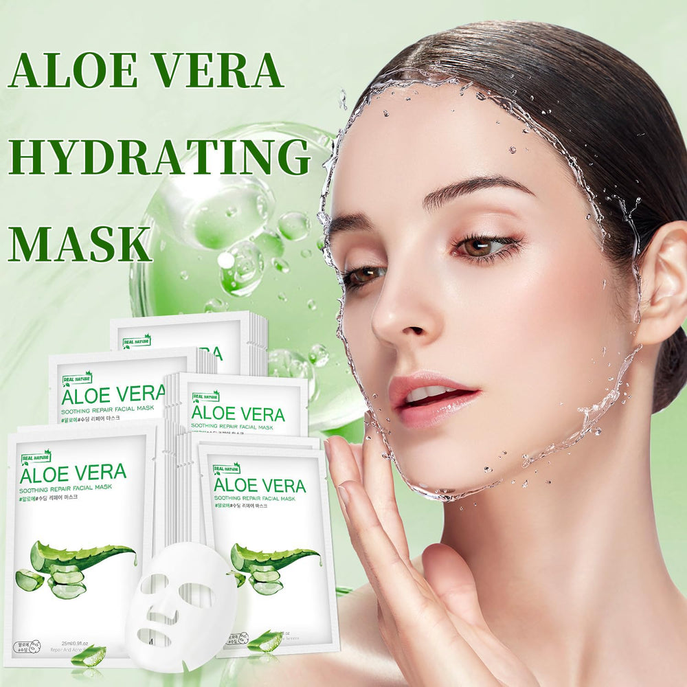 IREV Aloe Vera Face Mask on-face application demonstrates gentle hydration for daily use.